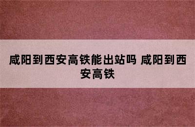 咸阳到西安高铁能出站吗 咸阳到西安高铁